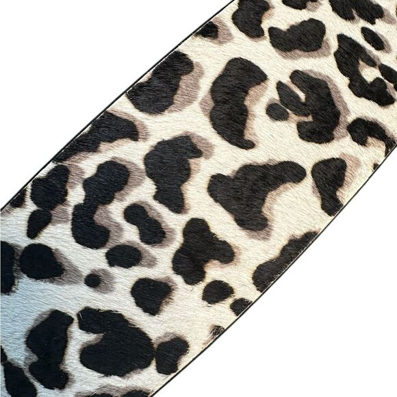 WHBM Leopard Print 2” Wide Width Leather & Calf Hair Statement Belt Size Medium - Picture 9 of 11